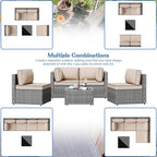 Patio Furniture Sets, 5 Piece Outdoor Sectional Sofas, Wicker Rattan Outdoor - Image 4