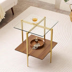 LumFurn Glass End Table, Mid-Century Modern Design Sofa Table, by LumFurn