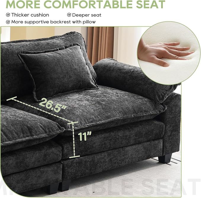 Oprisen 154" Modular Sectional Sofa, Comfy Cloud Couch Sectional Sofa - Image 4