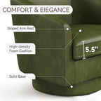 Swivel Barrel Accent Chairs Set of 2, Round Faux Leather Living Room Arm Chairs - Image 4