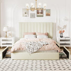 Allewie Full Size Storage Bed Frame, Vertical Channel Tufted Adjustable - Image 3