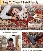 RELEANY Area Rugs 4'x6' Washable Non-Slip, Floral Vintage Distress Print - Image 5