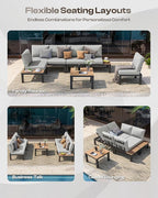 Aluminum Outdoor Patio Furniture Set, 4 Seats Modular Patio Sectional Sofa Set - Image 3