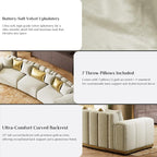 Oversized Luxury Chesterfield Sofa Set Velvet Beige and Gold Couch - Image 3