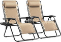 Devoko Set of 2 Zero Gravity Lounge Chairs, Outdoor Folding Adjustable Steel by DEVOKO