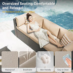Aoxun Patio Furniture Set with Umbrella, 8 Piece Outdoor Sectional Sofas - Image 3