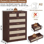 LEYAOYAO Rattan Dresser for Bedroom Set of 2, Modern 6 Drawers Boho Dressers - Image 6