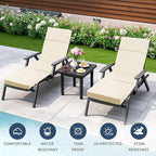 Outdoor Chaise Lounge Cushion 72" x 21" x 3", 4-Section Folding Patio Lounge - Image 4