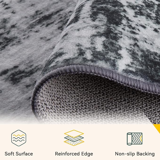 RELEANY Washable Area Rugs 3x6 Non-Slip Modern Abstract Soft - Image 4