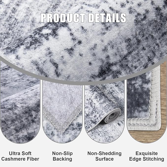 4x6 Area Rug Living Room Rug: Washable Modern Abstract Soft Thin Rug Indoor - Image 7