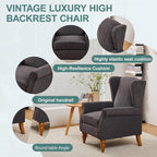 Upholster Accent Armchair & Side Table 2-Piece Set, Chenille Vintage Style - Image 5