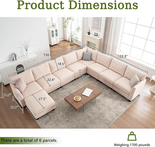150.4" Large Sectional Couches for Living Room, 8 Seater L Shaped Modular - Image 2