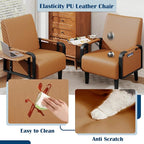 Andeworld Modern Brown Accent Chair, PU Leather Upholstered Armchair Side Chair - Image 5