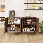 59" Walnut Arched Sideboard Buffet Cabinet - Image 3