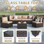 CHABATREE 7pcs Outdoor Patio Furniture Sets, Rattan Conversation Sectional Set - Image 4