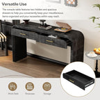 Console Table with 2 Top Drawers, Unique Retro Silhouette Console Table with - Image 5