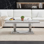 Henf 47" Marble Coffee Table Modern White Faux Marble Center Table - Image 4