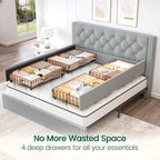 LARMACE Full Size Bed Frame Upholstered Platform Bed - Image 4