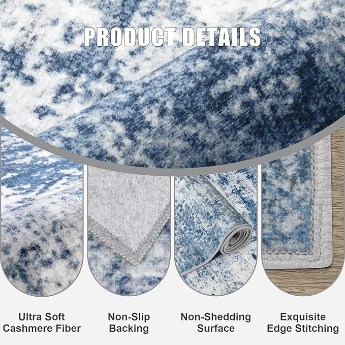 10x14 Area Rug Living Room Rug: Washable Modern Abstract Soft Thin Rug Indoor - Image 6