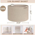 INDRESSME 115L Extra Large Woven Blanket Baskets - Image 2