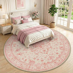 RELEANY Area Rugs Round 10ft Washable Non-Slip, Floral Vintage Distress Print - Image 2