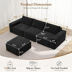 Vesgantti 114" Modular Boneless Couch, Modern 4 Sester Sectional Sofa - Image 2