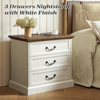 Huuger Nightstand with Charging Station, 3 Drawer Night Stand, 22 Inch Wider - Image 3