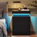 ADORNEVE Nightstand with Charging Station and LED Lights, Night Stand with by ADORNEVE