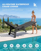 KINGYES HDPE Lounge Chair Outdoor Set of 2, Patio Chaise Lounge Recliner - Image 5