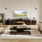 4-Piece Modern Living Room Table Set, Includes High Gloss 70" Fireplace TV Stand - Image 2
