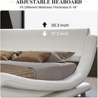 SHA CERLIN King Size Upholstered Bed Frame, Deluxe Low Profile Sleigh Bed - Image 4