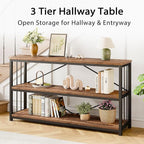 LVB Rustic 3 Tier Entryway Table, Industrial Long Wood Sofa Table Behind Couch - Image 7