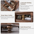 T4TREAM 24'' Farmhouse End Table w/4 Solid Wood Feet Set of 2, Large 2 Drawers - Image 5