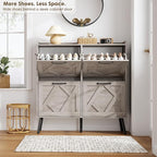 Nicetree Shoe Cabinet with 4 Flip Drawers, Freestanding Shoe Organizer Cabinet - Image 4