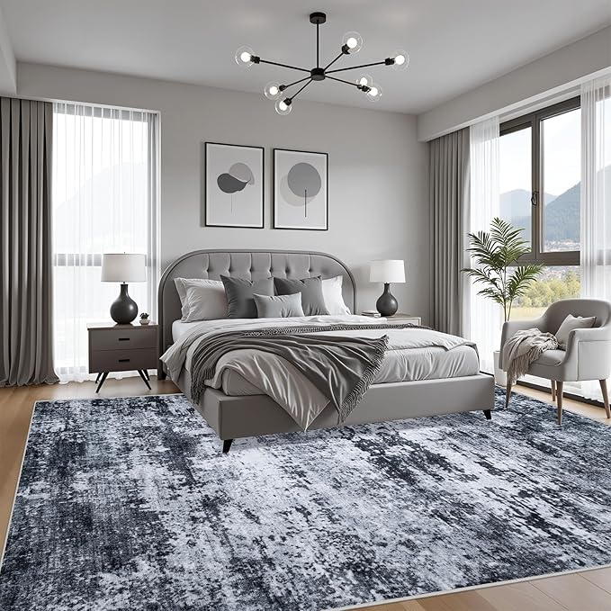 4x4 Area Rug Living Room Rug: Washable Modern Abstract Soft Thin Rug Indoor - Image 3