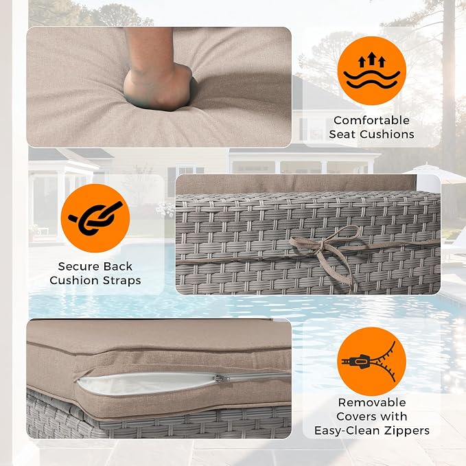 14-Seat Outdoor Wicker Patio Furniture Set - Image 7