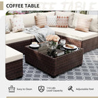 UPHA 9 Pieces Patio Furniture Sets, Wicker Outdoor Sectional Sofa Couch - Image 6