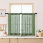 Chyhomenyc Sage Green Semi Sheer Curtains 36 Inch Length, Light Filtering Faux by Chyhomenyc