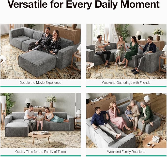 Novilla 84.3" Modular Sectional Sofa, No Assembly Cloud Sectional Couch - Image 11