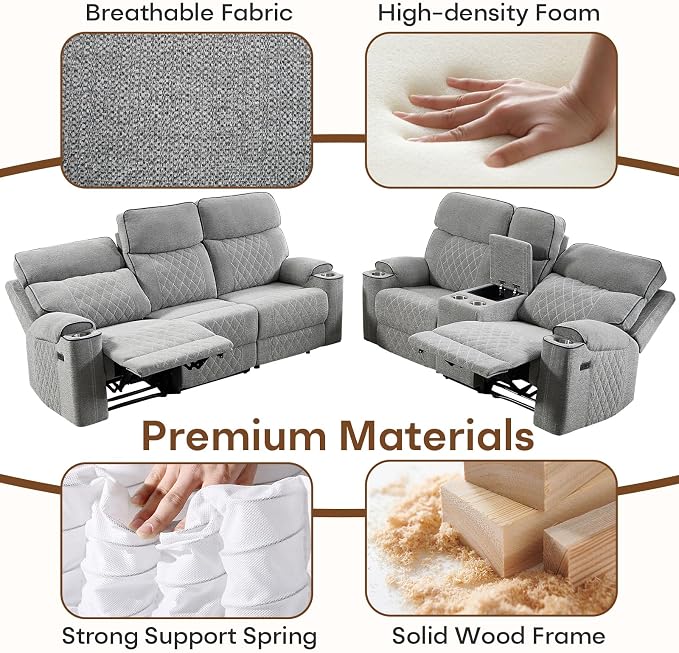 HAOMARKETS Power Oversized Reclining Sofa Couch Set of 2 - Image 7