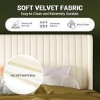 Allewie Full Size Velvet Bed Frame/Vertical Channel Tufted Wingback - Image 6