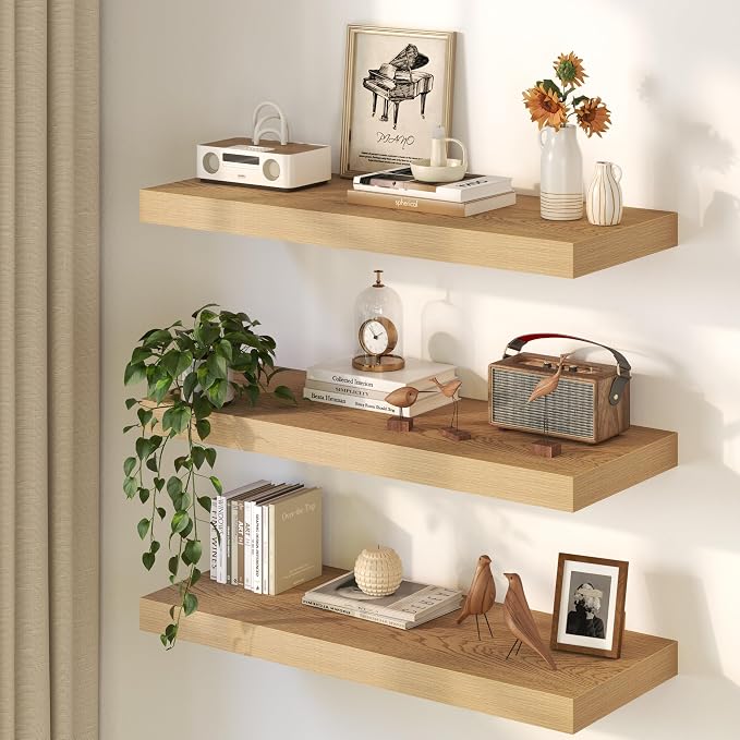 Oak Floating Shelves 48Inch Long, 12 Inch Deep Floating Shelves - Image 2