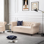ORRD 2 Piece Living Room Set, Velvet Chesterfield Sofa Loveseat Couch - Image 7