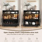 Sideboard Buffet Cabinet with Storage, Wine Bar Cabinet with Arched Glass Doors - Image 4