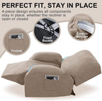 Oversized Recliner Chair Covers, 4-Piece Stretch Geometric Strokes Jacquard - Image 4