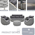 TWT Outdoor Patio Furniture Set, 5 Pieces Aluminum Sectional Sofa, Metal Patio - Image 5