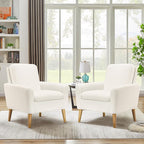 White Accent Chair Set of 2 for Living Room, Fluffy Comfy Reading Leisure - Image 8