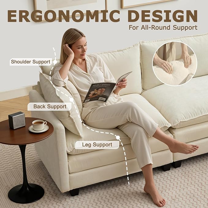78” Modular Sectional Sofa, L Shaped Cloud Couch - Image 6