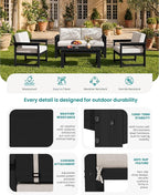SERWALL 5 Pieces HDPE Outdoor Conversation Sofa Set - Image 4