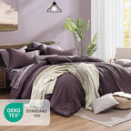 Monbix King Size Comforter Set, Italian Plum King Bedding Set Reversible - Image 5